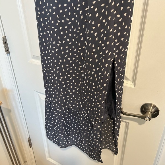 Elegant dusty Navy Polka Dot Dress - Picture 3 of 5
